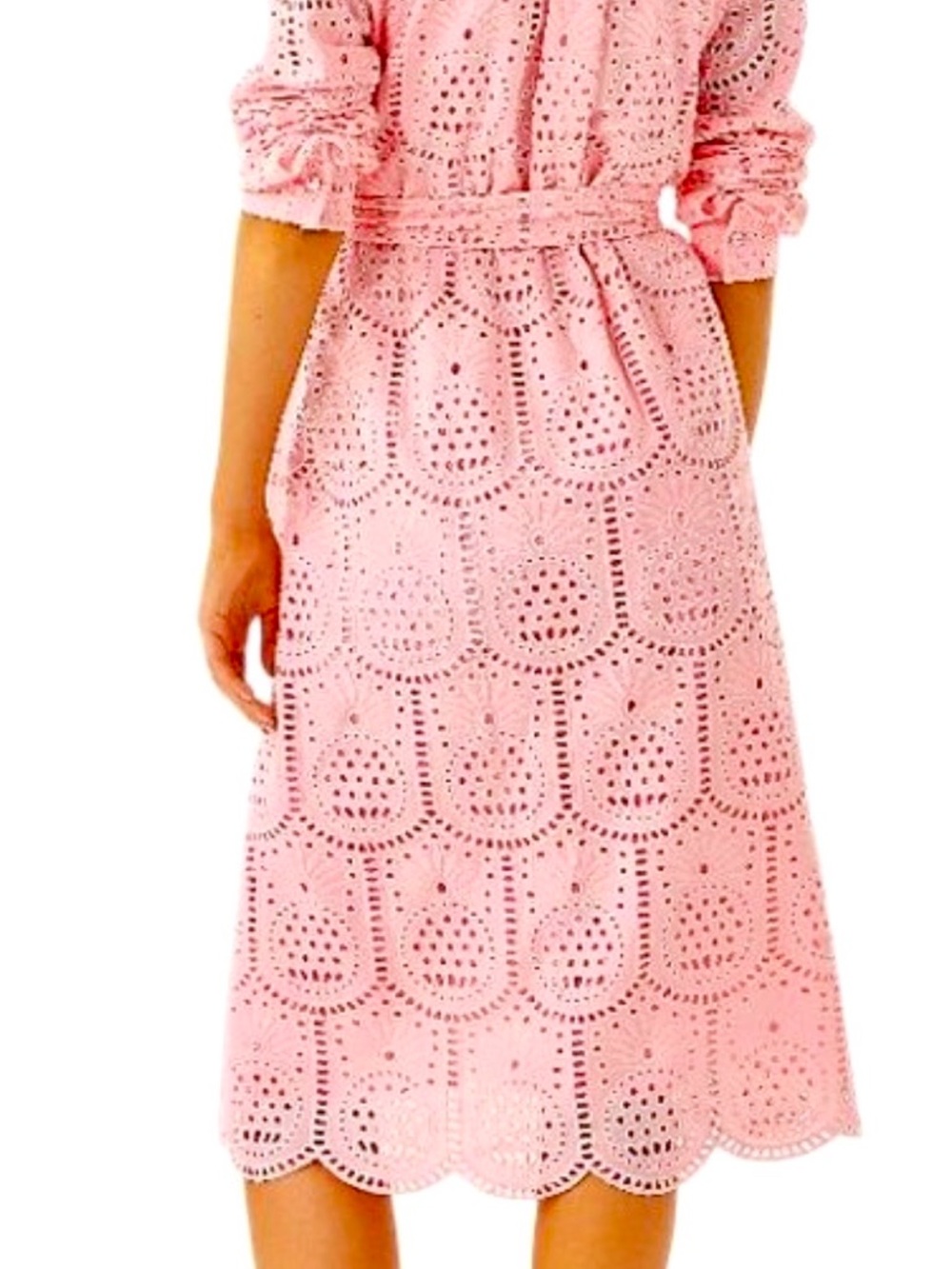 NWT Lilly Pulitzer Pink Eira Eyelet Belted Shirtdress size 8 - Picture 2 of 4